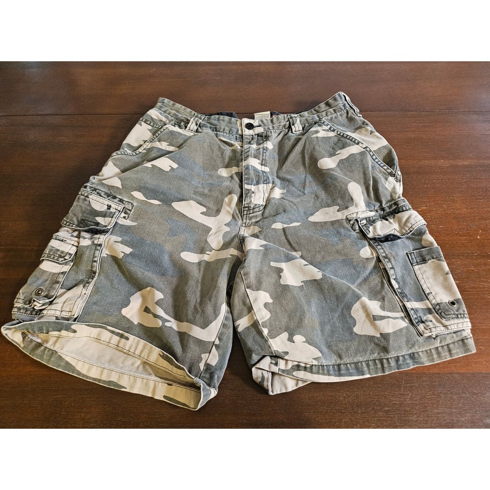 Coliseum Cargo Shorts Mens 32 Gray Camo Multi Pocket Cotton Outdoor Lifestyle
